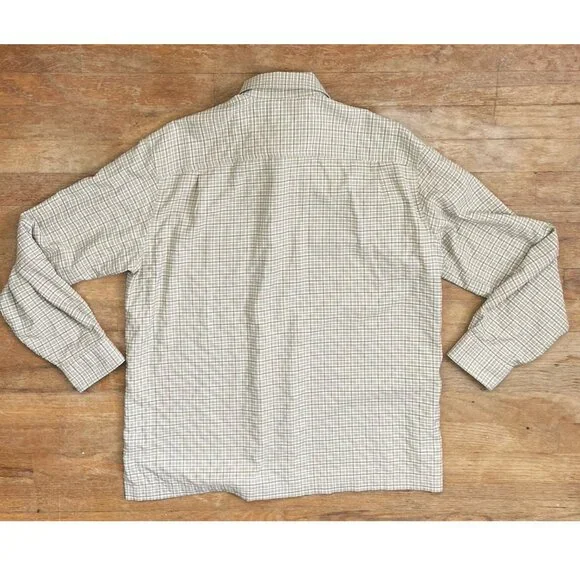 Vintage Mens LL Bean Seersucker Shirt Size Medium 90s Convertible Sleeves Beige - Picture 4 of 6
